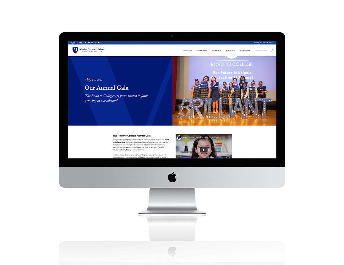 Mission Grammar School Website Interior Page Design
