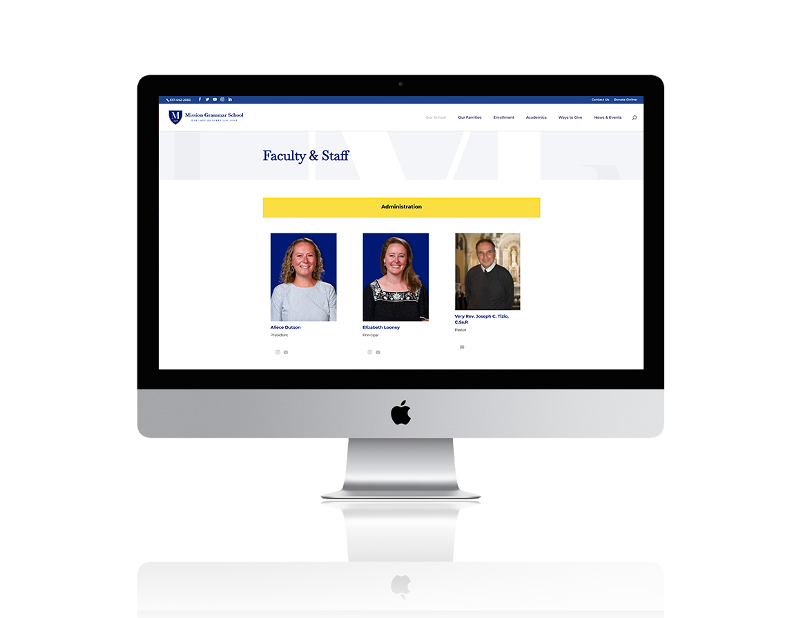 Mission Grammar School Website Staff Page Design