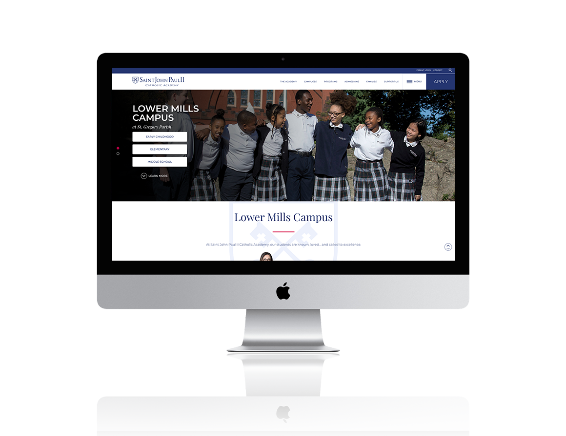Saint John Paul II Catholic Academy Website Landing Page Design